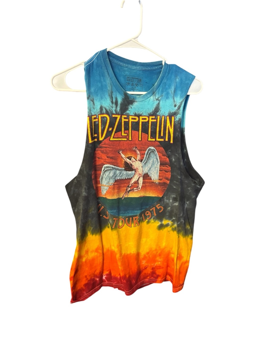 Led Zeppelin 1975 U.S. Tour Tie Dye Muscle Tank Top Shirt Small